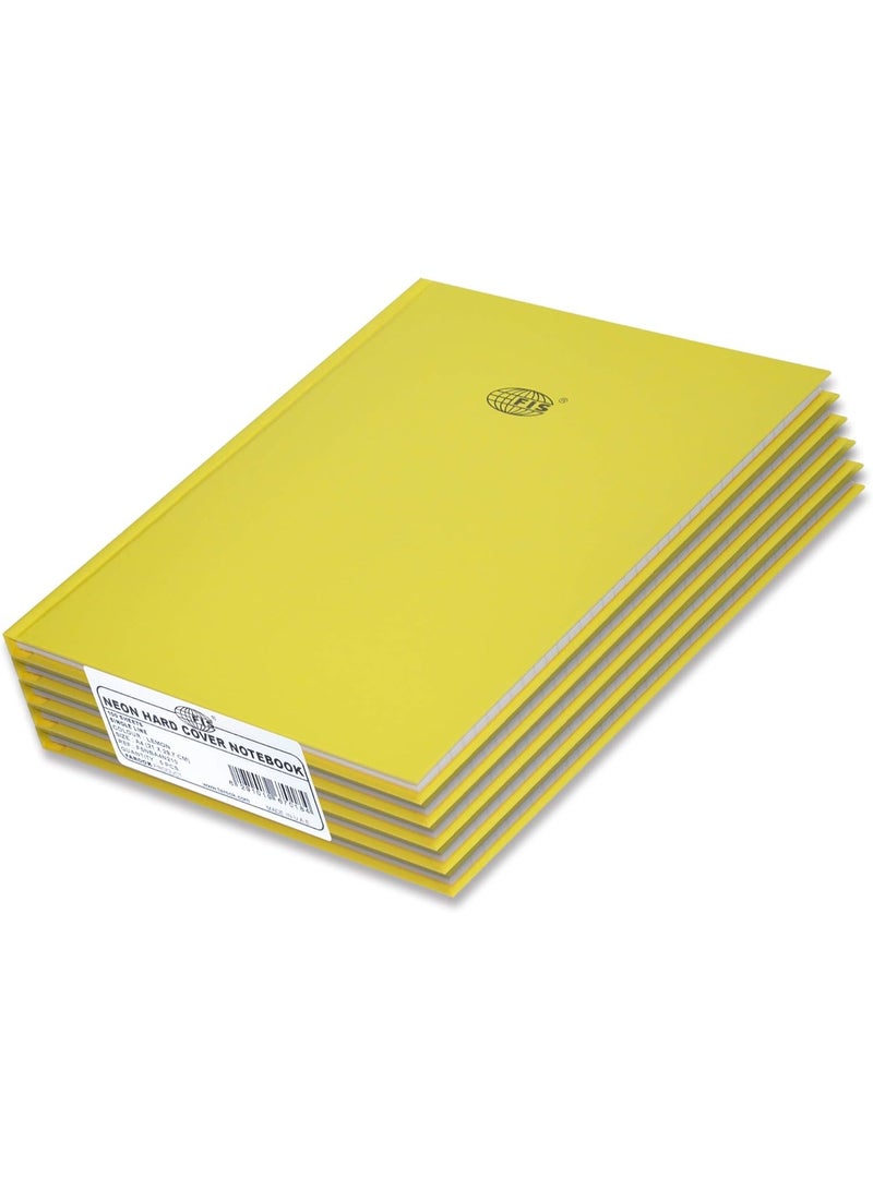 FIS Neon Hard Cover Notebook Single Line A4, 100-Sheets, Lemon 5-Piece - FSNBA4N210 - Image 1